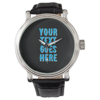 custom your text goes here, black with blue text armbanduhr