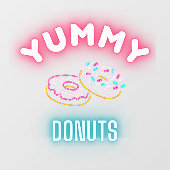 Custom Yummy Sprinkle Donuts Imitate Neonlicht Lic Fensteraufkleber (Blatt)