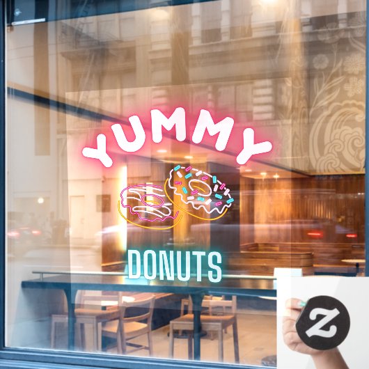 Custom Yummy Sprinkle Donuts Imitate Neonlicht Lic Fensteraufkleber (Café-Fenster)