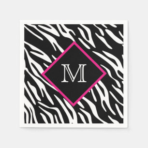 Custom Zebra Print Monogram Napkins Serviette