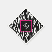 Custom Zebra Print Monogram Napkins Serviette (Ecke)