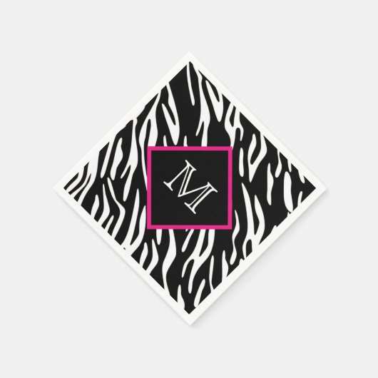 Custom Zebra Print Monogram Napkins Serviette (Ecke)