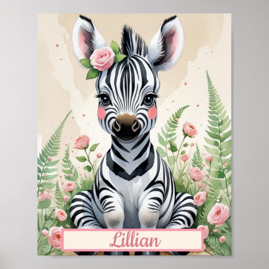 Custom Zebra Safari-Kinderzimmer für Mädchen Poster (Vorne)