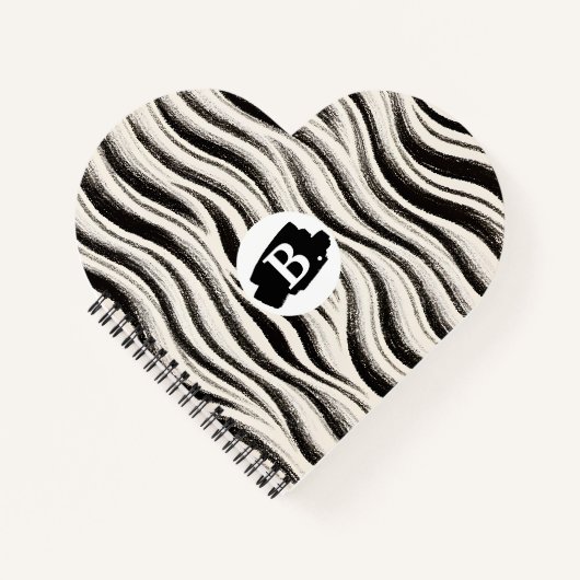 Custom Zebra Stripe Heart Notebook Notizblock (Vorderseite)