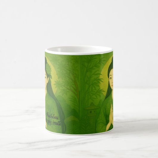 Custom Zen Meditation Art Mindfulness Yoga Green Kaffeetasse (Mittel)