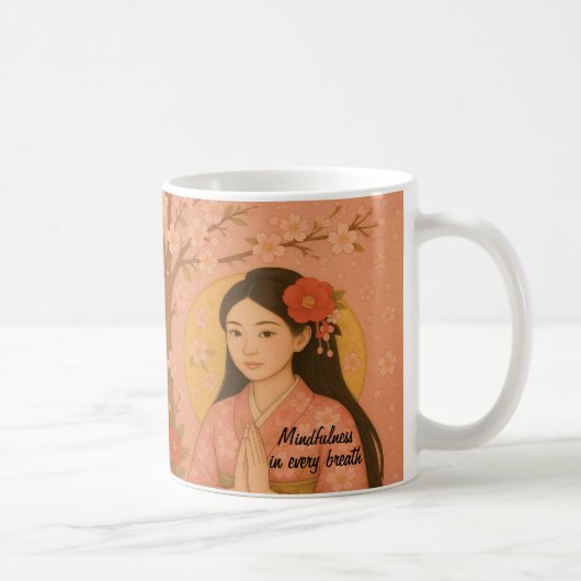 Custom Zen Meditation Art Mindfulness Yoga Pink Kaffeetasse (Rechts)