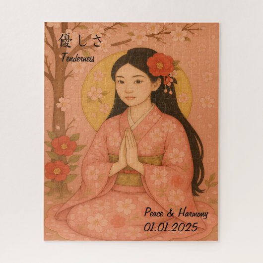 Custom Zen Meditation Mindful Japan Abbildung Puzzle (Vertikal)