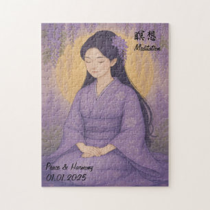 Custom Zen Meditation Mindful Japan Abbildung Puzzle
