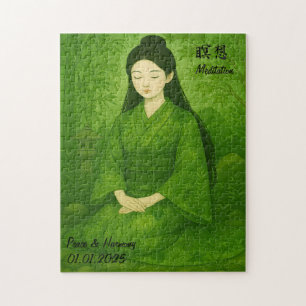 Custom Zen Meditation Mindful Japan Abbildung Puzzle