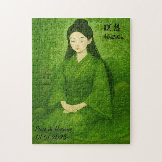 Custom Zen Meditation Mindful Japan Abbildung Puzzle (Vertikal)