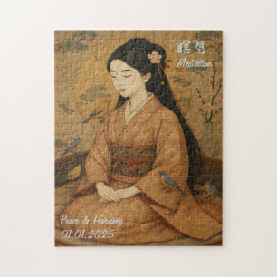 Custom Zen Meditation Mindful Japan Abbildung Puzzle