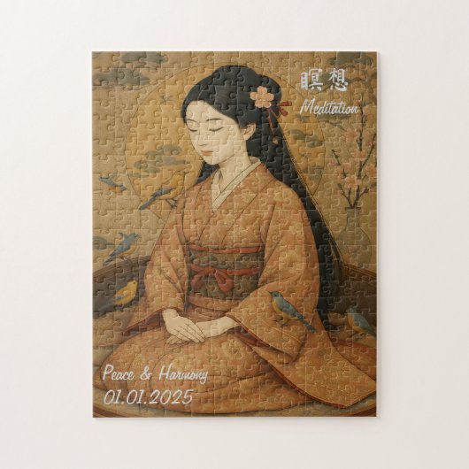 Custom Zen Meditation Mindful Japan Abbildung Puzzle (Vertikal)