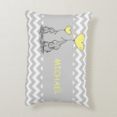 Custom Zickzack Grey White Yellow Elephant Heart Zierkissen (Rückseite(Vertikal))