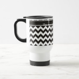 Custom Zigzag Travel Mug, Black and White Chevrons Reisebecher