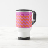 Custom Zigzag Travel Mug, Magenta Orange Chevrons Reisebecher (VorderseiteRechts)