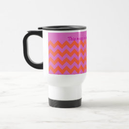 Custom Zigzag Travel Mug, Magenta Orange Chevrons Reisebecher