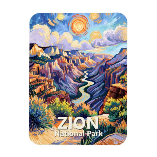 Custom Zion National Park Canyon Sunset Colorful Magnet (Vertikal)