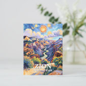 Custom Zion National Park Canyon Sunset Colorful Postkarte (Stehend Vorderseite)