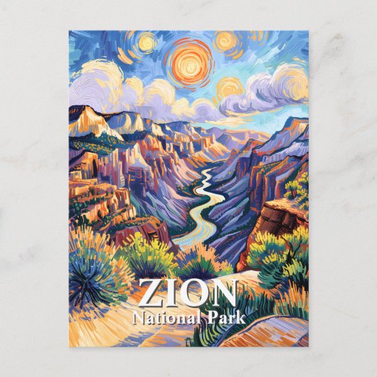 Custom Zion National Park Canyon Sunset Colorful Postkarte (Vorderseite)