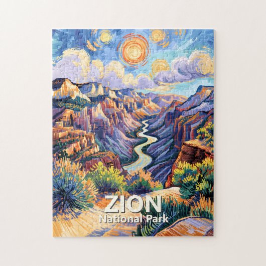 Custom Zion National Park Canyon Sunset Colorful Puzzle (Vertikal)