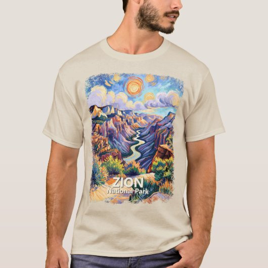 Custom Zion National Park Canyon Sunset Colorful T-Shirt (Vorderseite)