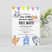 Custom Zoo - Reffic, Baby Animals Geburtstag Einladung (Stehend Vorderseite)