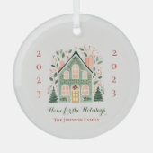 Custom "Zuhause for the Holidays" Ornament Aus Glas (Vorderseite)