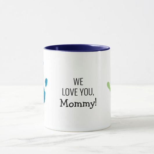 Custom Zwei Handdrucke Wir Liebe Sie, Mommy! Tasse (Zentrum)