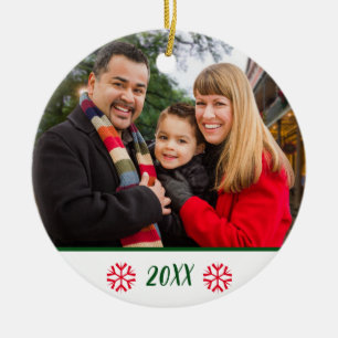 Custom Zweiseitiges Familienfest Foto Schneeflocke Keramik Ornament