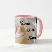 Customable White Rose "Love You" mug Tasse (VorderseiteRechts)