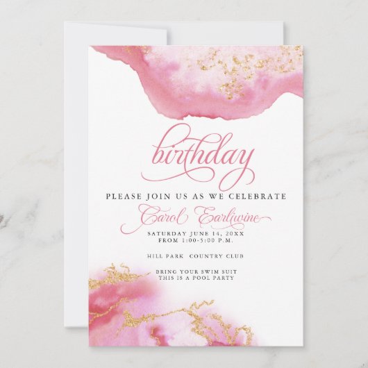 CUSTOMBirthday October Tourmaline Wasserfarbengeod Einladung (Vorderseite)