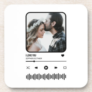 Custome Foto Song Playlist Couple Valentine's Day Getränkeuntersetzer