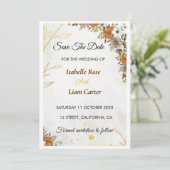 Custome Rustic Boho Fall Save the Date Card (Stehend Vorderseite)