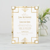 Customed Great Gatsby Art Deco Wedding Einladung (Stehend Vorderseite)