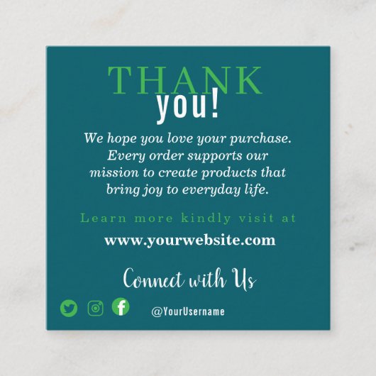 Customer Appreciation Business Note Card Begleitkarte (Vorderseite)