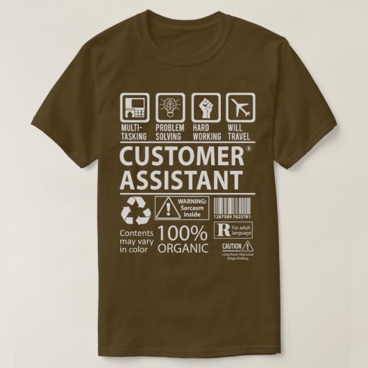 Customer Assistant MultiTasking Certified Job Gift T-Shirt (Design vorne)