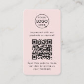 Customer Feedback QR Pink Business Review Code Visitenkarte (Vorderseite)