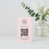 Customer Feedback QR Pink Business Review Code Visitenkarte (Stehend Vorderseite)