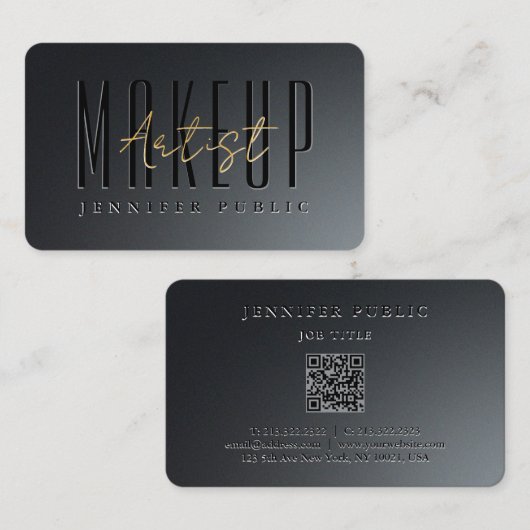 Customer Gold Script Ocean Size Makeup Artist Visitenkarte (Vorne/Hinten)