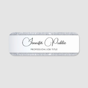 Customer Silver Glitzer Calligraphierte Vorlage Namensschild