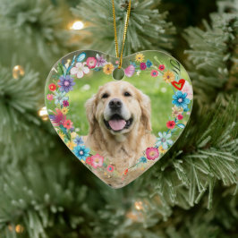 CustomFoto Pet Memorial Blumenherz geformt Keramik Ornament