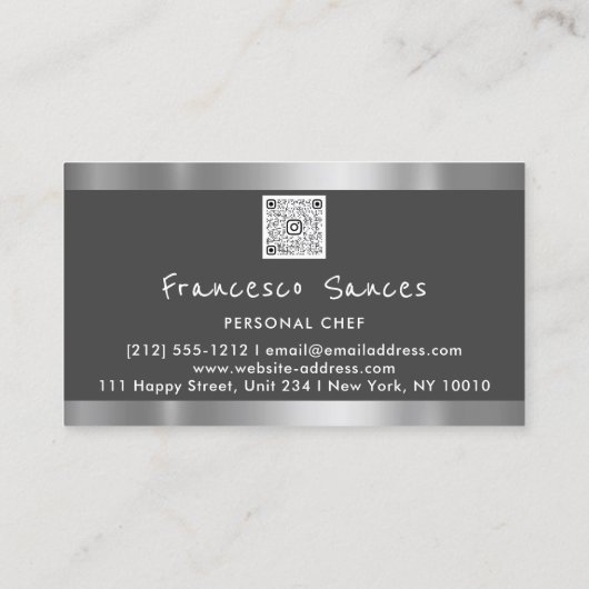 CustomFoto QRCode Persönlicher Koch CookingRestaur Visitenkarte (Rückseite)