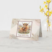 CustomFrohe Muttertag Highland Kuh Neutral Boho Karte (Gelbe Blume)