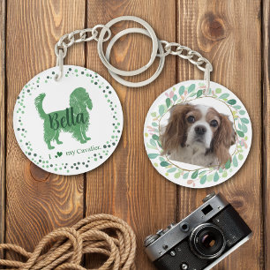 CustomGreen Cavalier Silhouette and Foto Schlüssel Schlüsselanhänger