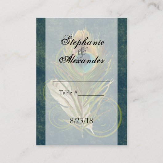 CustomInvites Pfauenfeder-Hochzeitsplatzkarten Platzkarte (Vorderseite)