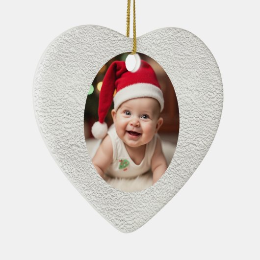 Customisable Baby's First Christmas Heart Keramik Ornament (Rechts)