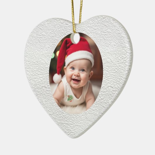 Customisable Baby's First Christmas Heart Keramik Ornament (Links)