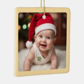 Customisable Baby's First Christmas Square Keramikornament (Rechts)