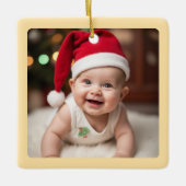 Customisable Baby's First Christmas Square Keramikornament (Vorderseite)
