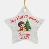 Customisable Baby's First Christmas Star Keramik Ornament (Hinten)